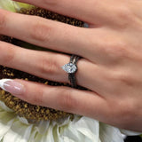Pear Shaped Moissanite Black Diamond Accent Twist Bridal Set