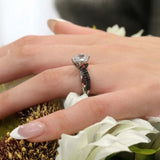 Pear Shaped Moissanite Black Diamond Accent Twist Bridal Set