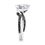 Pear Shaped Moissanite Black Diamond Accent Twist Bridal Set