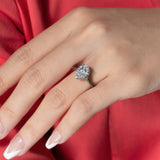 Pear Shaped Moissanite Black Diamond Accent Halo Ring