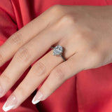 Pear Shaped Moissanite Black Diamond Accent Halo Ring