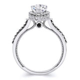 Pear Shaped Moissanite Black Diamond Accent Halo Ring