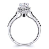 Pear Shaped Moissanite Black Diamond Accent Halo Ring