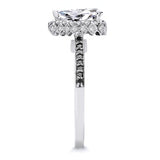 Pear Shaped Moissanite Black Diamond Accent Halo Ring