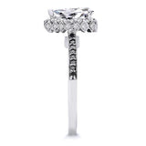 Pear Shaped Moissanite Black Diamond Accent Halo Ring