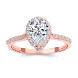 Pear Shaped Halo Moissanite Ring