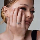 Pear Shaped Halo Moissanite Ring