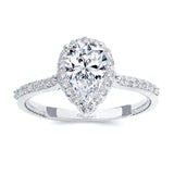 Pear Shaped Halo Moissanite Ring