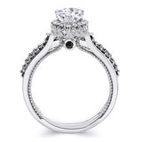 Pear Shaped Moissanite Black Diamond Accent Halo Ring Set