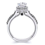 Pear Shaped Moissanite Black Diamond Accent Halo Ring Set