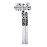 Pear Shaped Moissanite Black Diamond Accent Halo Ring Set