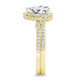 Pear Shaped Moissanite Halo Ring Set