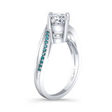 Moissanite Split Shank Engagement Ring With Blue Diamonds