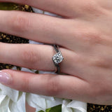 Moissanite Split Shank Engagement Ring With Black Diamonds