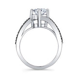 Moissanite Split Shank Engagement Ring With Black Diamonds