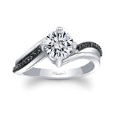 Moissanite Split Shank Engagement Ring With Black Diamonds