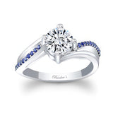 Moissanite Split Shank Engagement Ring With Blue Sapphires