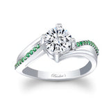 Moissanite Split Shank Engagement Ring With Emeralds
