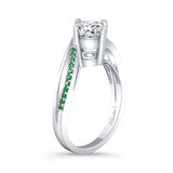 Moissanite Split Shank Engagement Ring With Emeralds