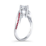 Moissanite Split Shank Engagement Ring With Rubies