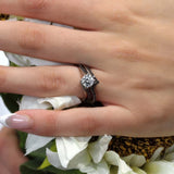 Moissanite Split Shank Wedding Set With Black Diamond