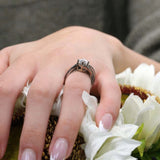Moissanite Split Shank Wedding Set With Black Diamond