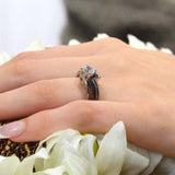 Moissanite Split Shank Wedding Set With Black Diamond