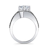 Moissanite Split Shank Wedding Set With Black Diamond