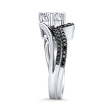 Moissanite Split Shank Wedding Set With Black Diamond