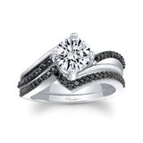 Moissanite Split Shank Wedding Set With Black Diamond