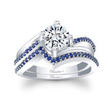 Moissanite Split Shank Wedding Set With Blue Sapphires
