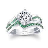 Moissanite Split Shank Wedding Set With Emeralds