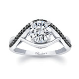 Black Diamond Accent Moissanite Criss Cross Ring