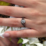 Black Diamond Accent Moissanite Criss Cross Ring