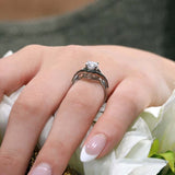 Black Diamond Accent Moissanite Criss Cross Ring