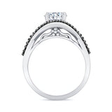Black Diamond Accent Moissanite Criss Cross Ring