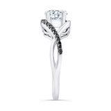 Black Diamond Accent Moissanite Criss Cross Ring
