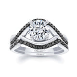 Black Diamond Accent Moissanite Criss Cross Ring Set