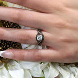 Black Diamond Accent Moissanite Criss Cross Ring Set