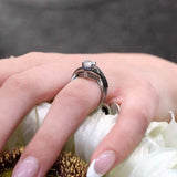Black Diamond Accent Moissanite Criss Cross Ring Set