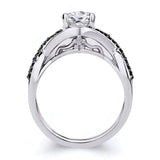 Black Diamond Accent Moissanite Criss Cross Ring Set