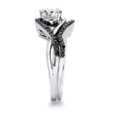 Black Diamond Accent Moissanite Criss Cross Ring Set