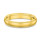 4mm Rounded Milgrain Edge Yellow Gold Wedding Band