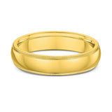 5mm Rounded Milgrain Edge Yellow Gold Wedding Band