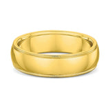 6mm Rounded Milgrain Edge Yellow Gold Wedding Band