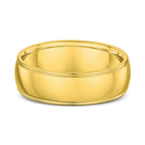 7mm Rounded Milgrain Edge Yellow Gold Wedding Band