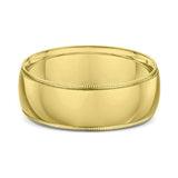 8mm Rounded Milgrain Edge Yellow Gold Wedding Band