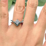 Unique Princess Cut Lab Diamond Ring With Blue Diamonds