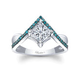 Unique Princess Cut Lab Diamond Ring With Blue Diamonds