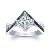 Unique Princess Cut Black Diamond Accent Moissanite Ring